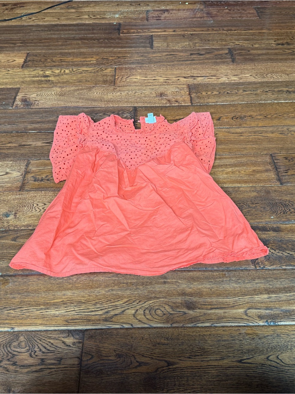 a new day Coral Eyelet Ruffle Top